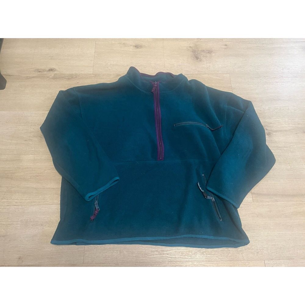 Eddie Bauer Mens 1/2 Zip Outdoor Fleece Green Size XL‎ USA Made Hiking